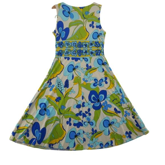 Donna Morgan Retro Floral Fit & Flare Dress 10 – 60s 70s Mod Print Boho A-Line - Picture 3 of 6